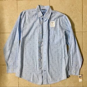 New Men’s Izod Oxford Fish Bone L/S Shirt Small